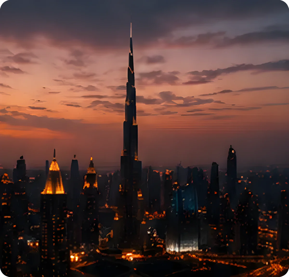Dubai skyline at night